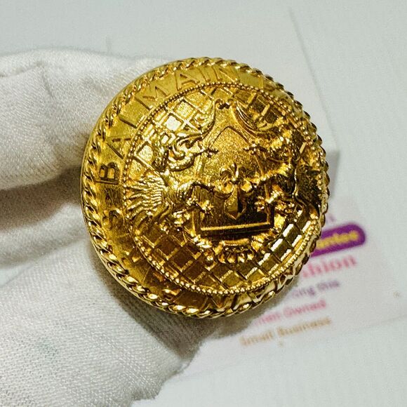 Balmain Antique Gold-Tone Brass Coin Ring Unisex Size M/ 7 NIB $595 - Picture 7 of 13